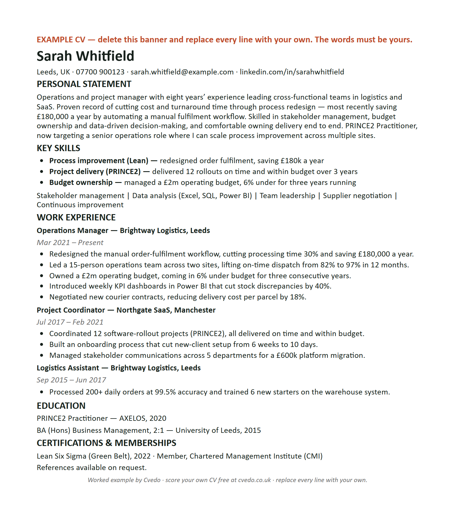Preview of UK CV Template